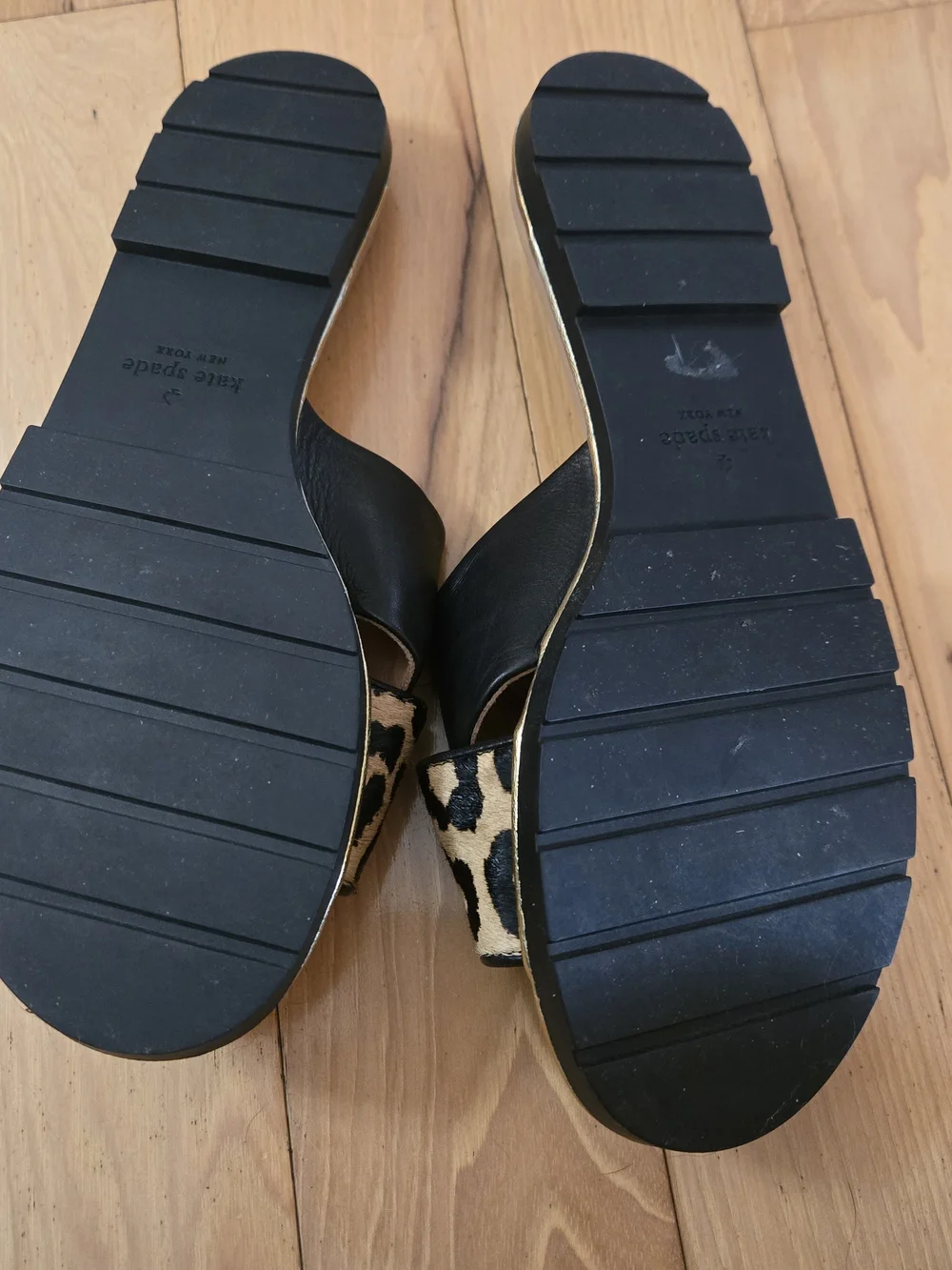 kate spade Leopard & Black Slide Sandals
